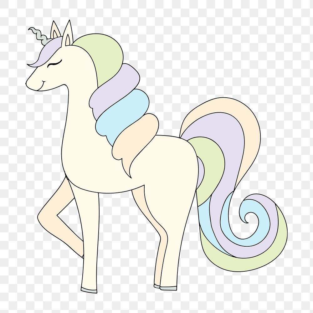 Unicorn png illustration, transparent background. 