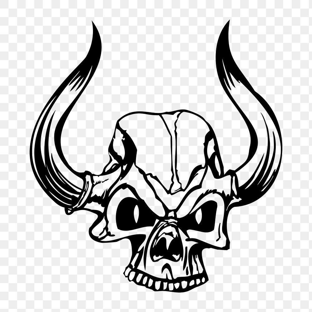 Buffalo skull png illustration, transparent background. Free public domain CC0 image.