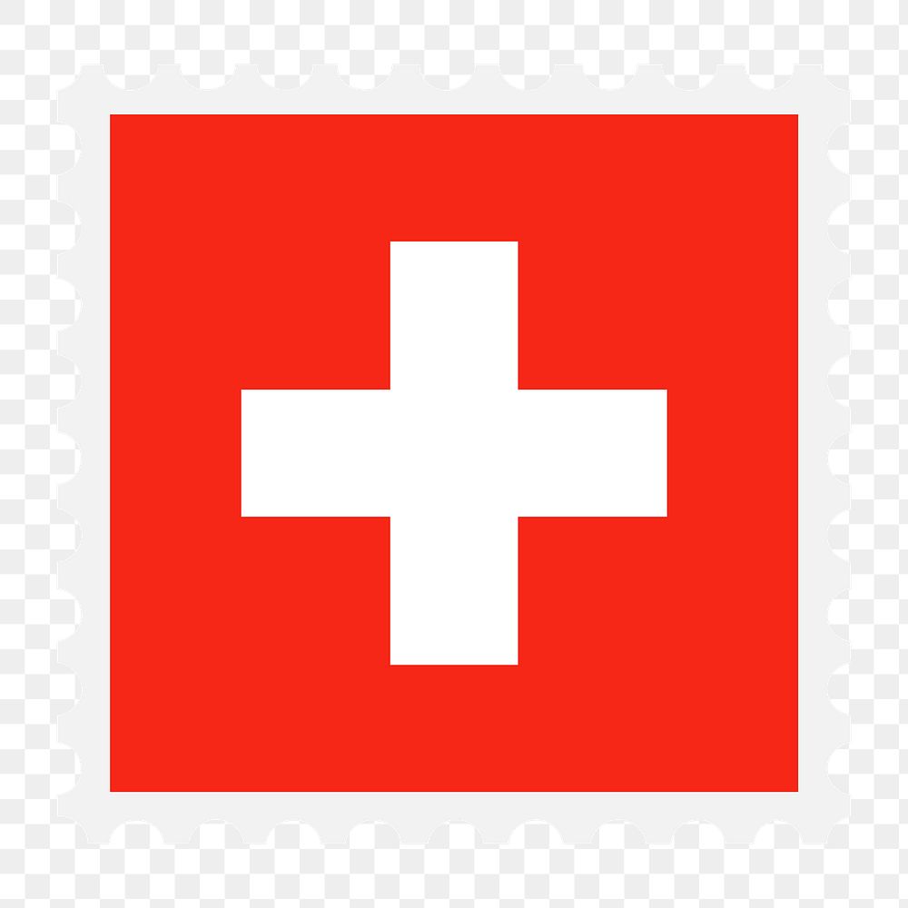 Swiss flag png stamp illustration, transparent background. Free public domain CC0 image.