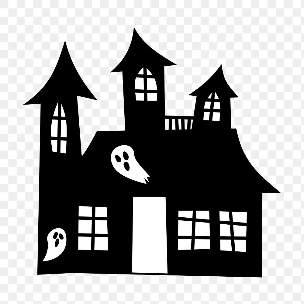PNG Haunted house, Halloween clipart, transparent background. Free public domain CC0 image.