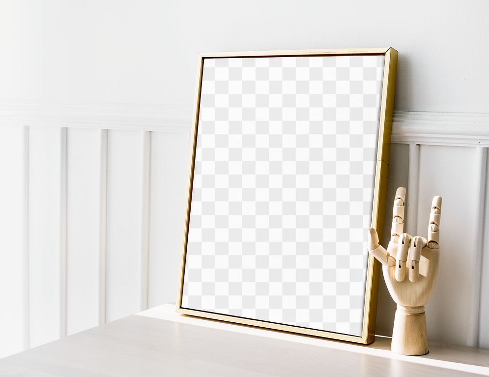 Picture frame png mockup, realistic home decor, transparent design