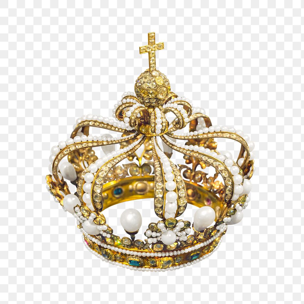 Gold royal crown png sticker, transparent background