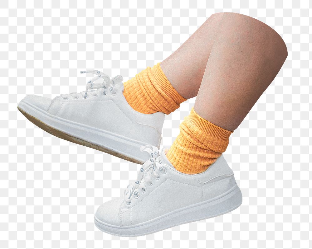Kid's white sneakers png sticker, transparent background