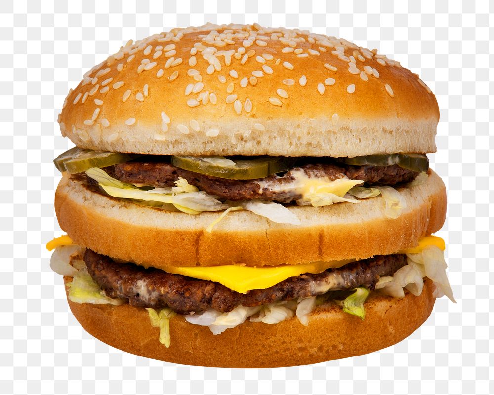 Double cheeseburger png sticker, transparent background