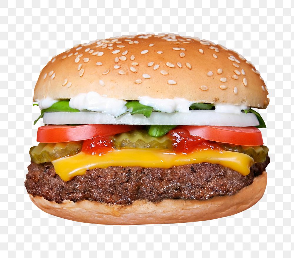 Hamburger png food sticker, transparent background