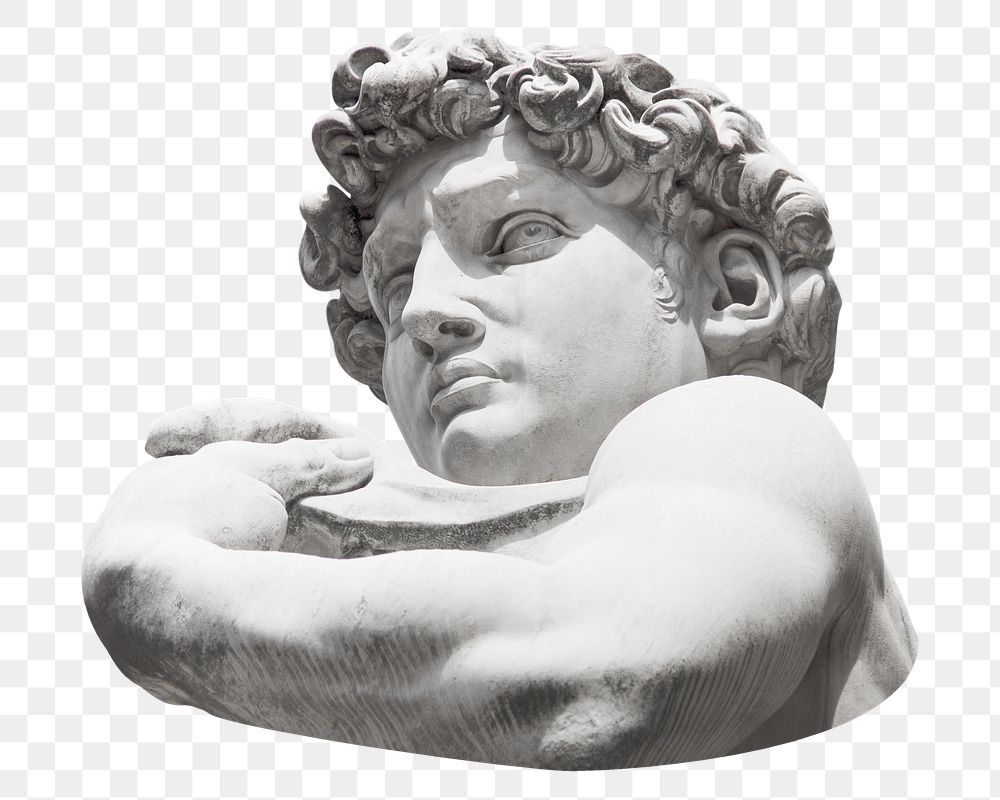 Png David of Michelangelo statue sticker, transparent background