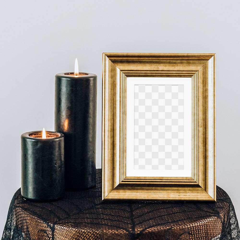 Halloween picture png frame mockup, spooky decor, transparent design