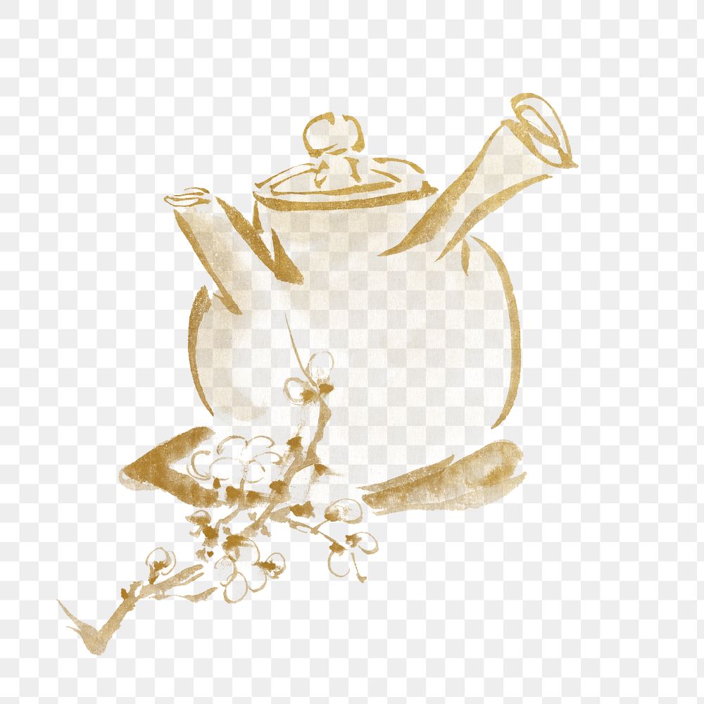 Japanese teapot png sticker, transparent background. Remixed by rawpixel.