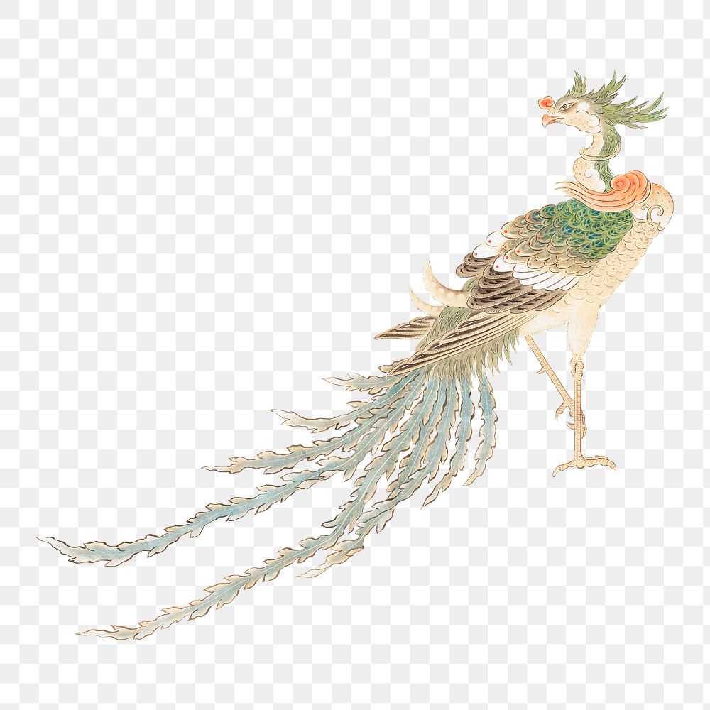 Japanese phoenix png on transparent background.    Remastered by rawpixel. 