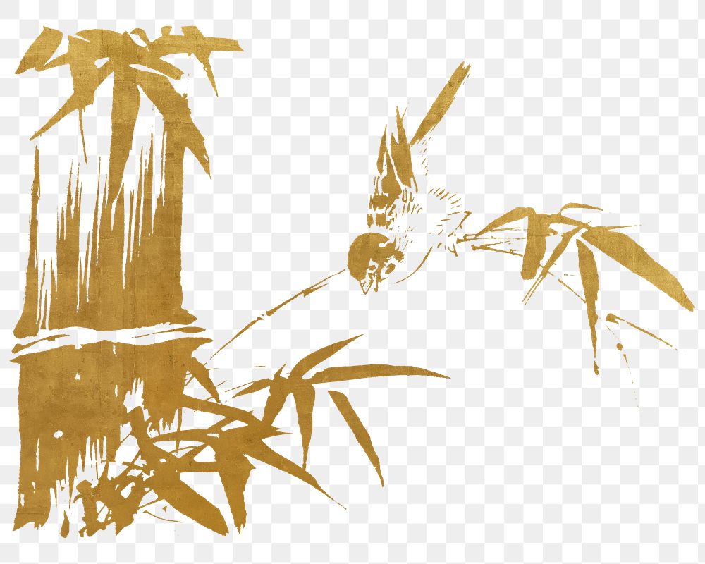 Vintage gold bamboo png on transparent background. Remixed by rawpixel.