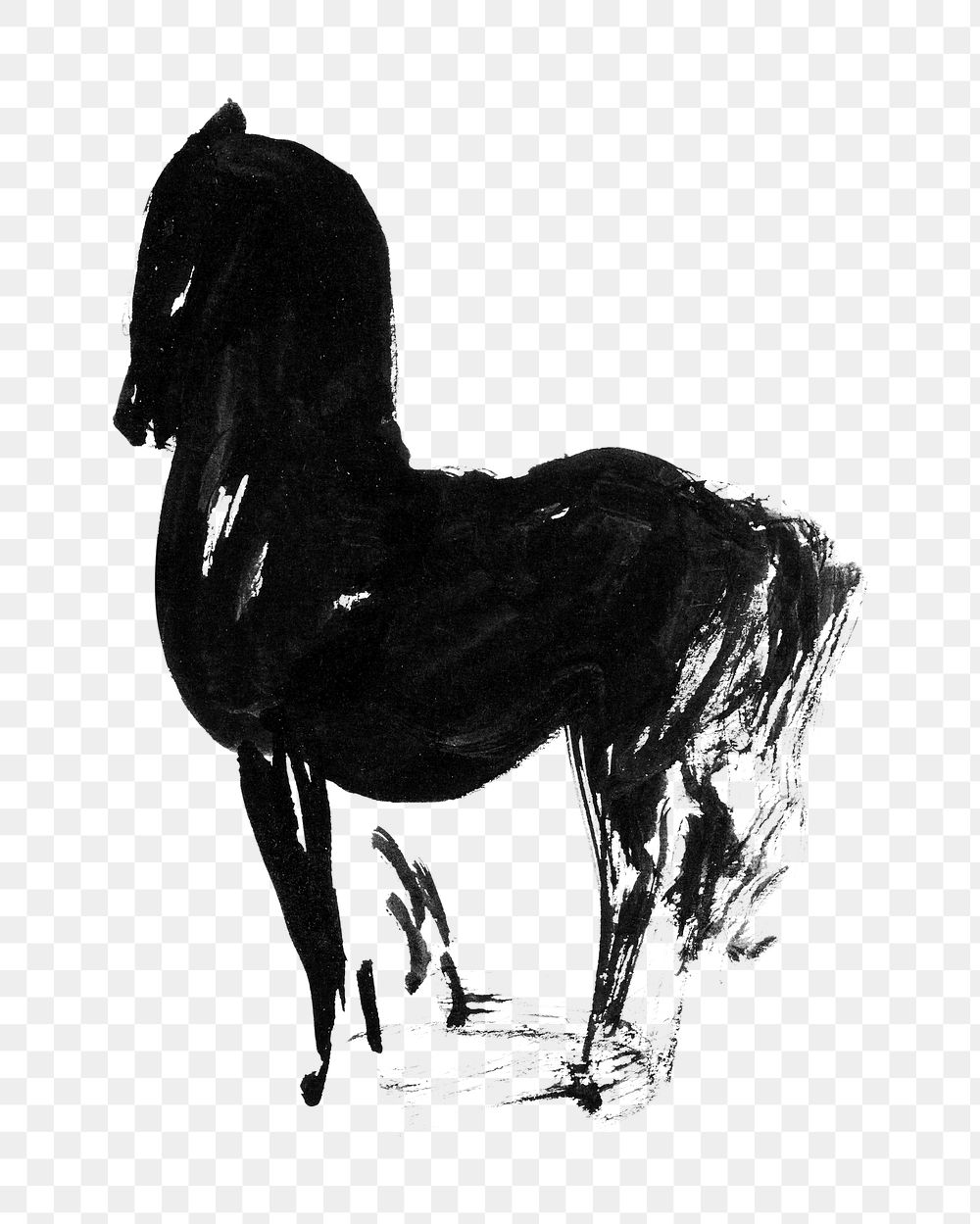 Vintage horse png silhouette painting, transparent background.    Remastered by rawpixel. 
