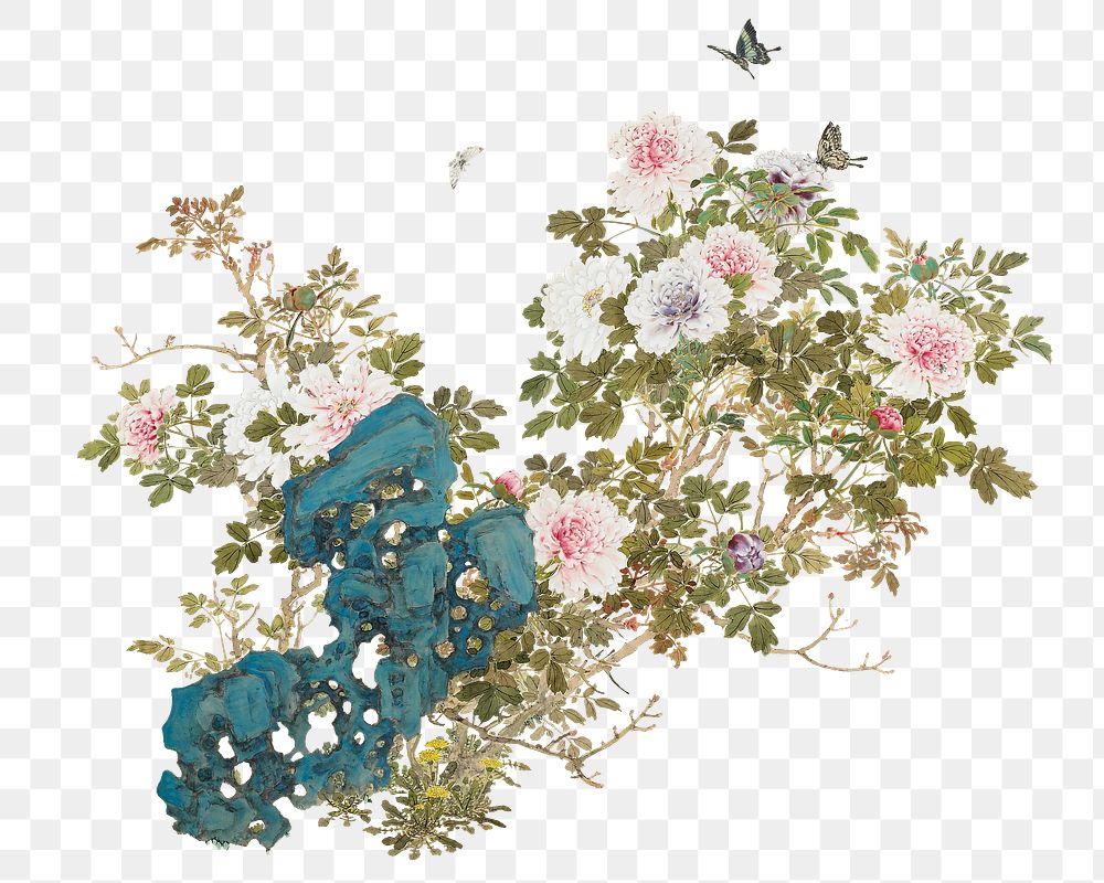 Vintage spring flowers png on transparent background.    Remastered by rawpixel. 