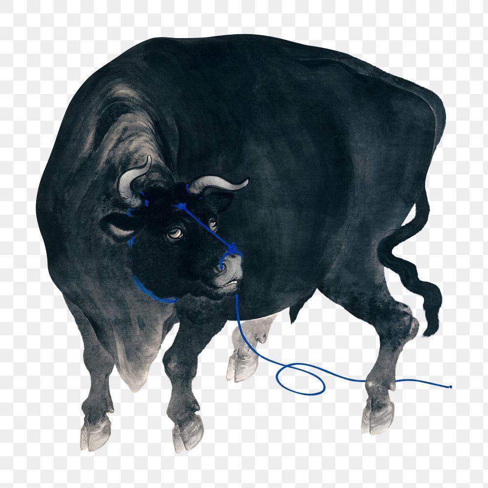 Vintage black bull png on transparent background.    Remastered by rawpixel. 