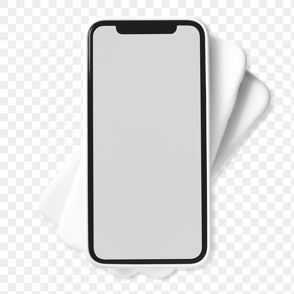 Mobile phone png sticker, white screen, transparent background