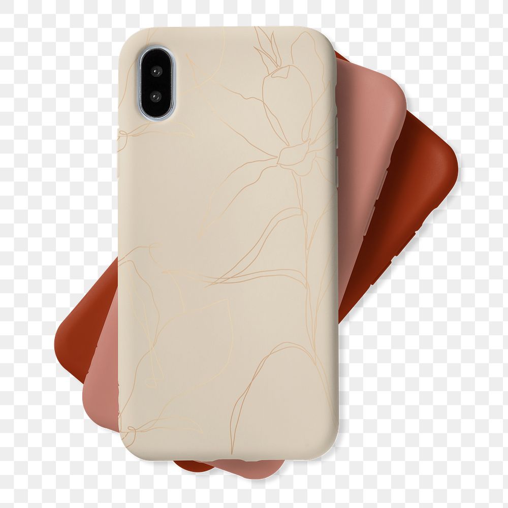 Phone case png sticker, beige design, transparent background