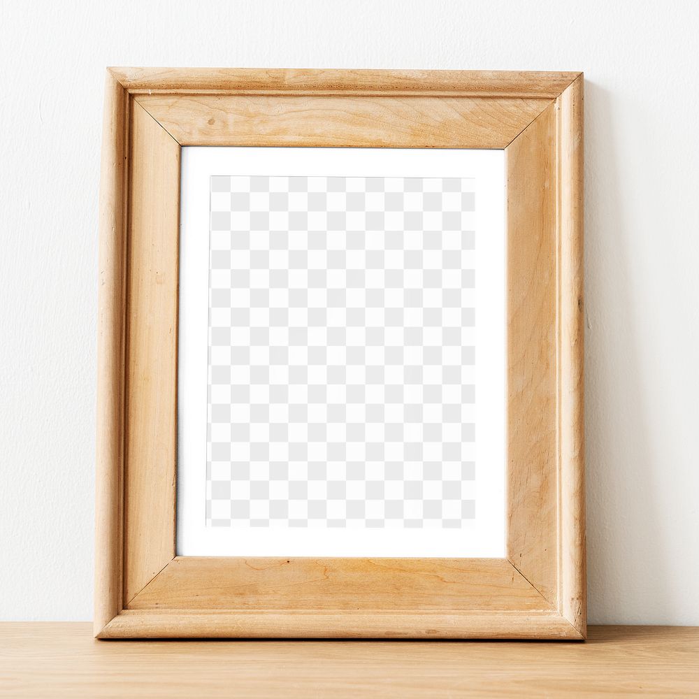 Wooden photo png frame mockup, transparent design