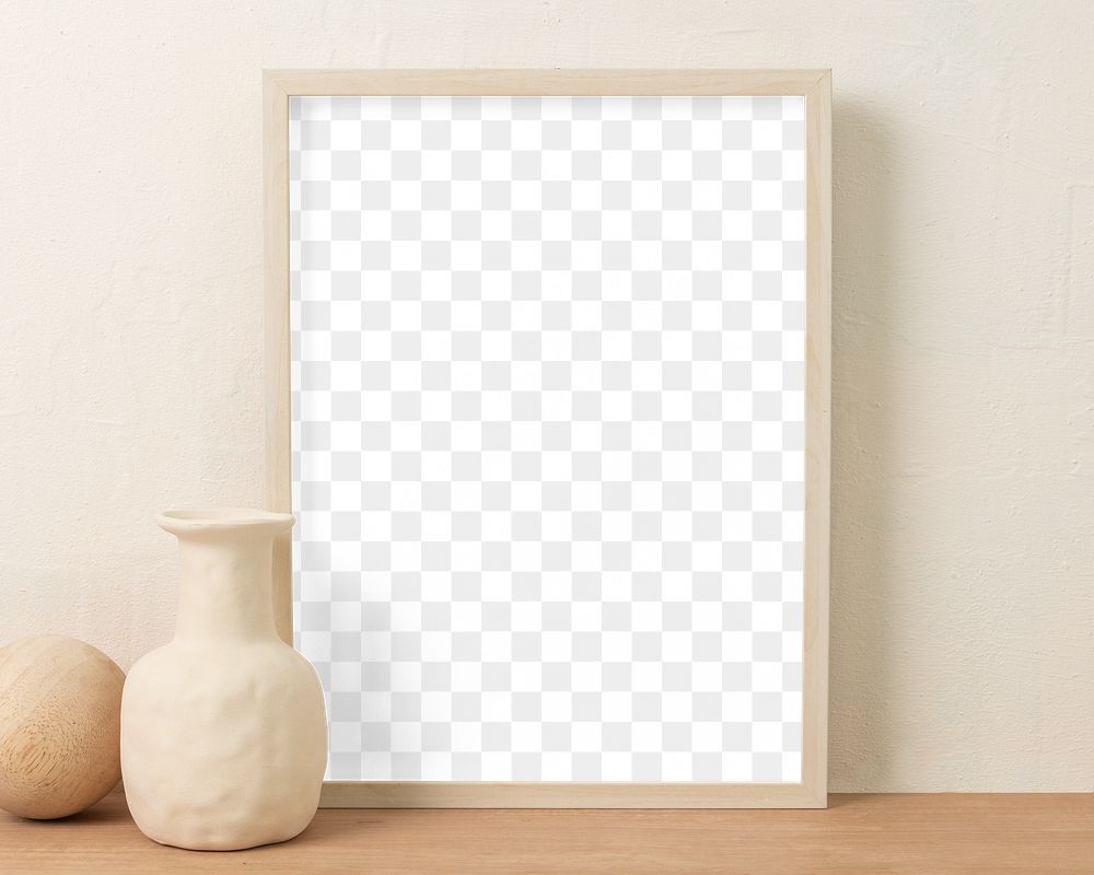 Photo frame png mockup, Japandi home decor, transparent design