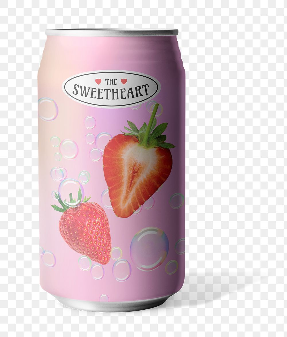 Strawberry soda png sticker, transparent background