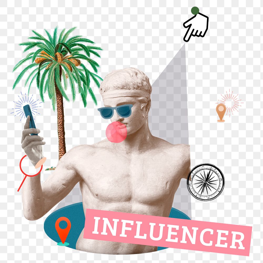 Influencer png word sticker, mixed media design, transparent background