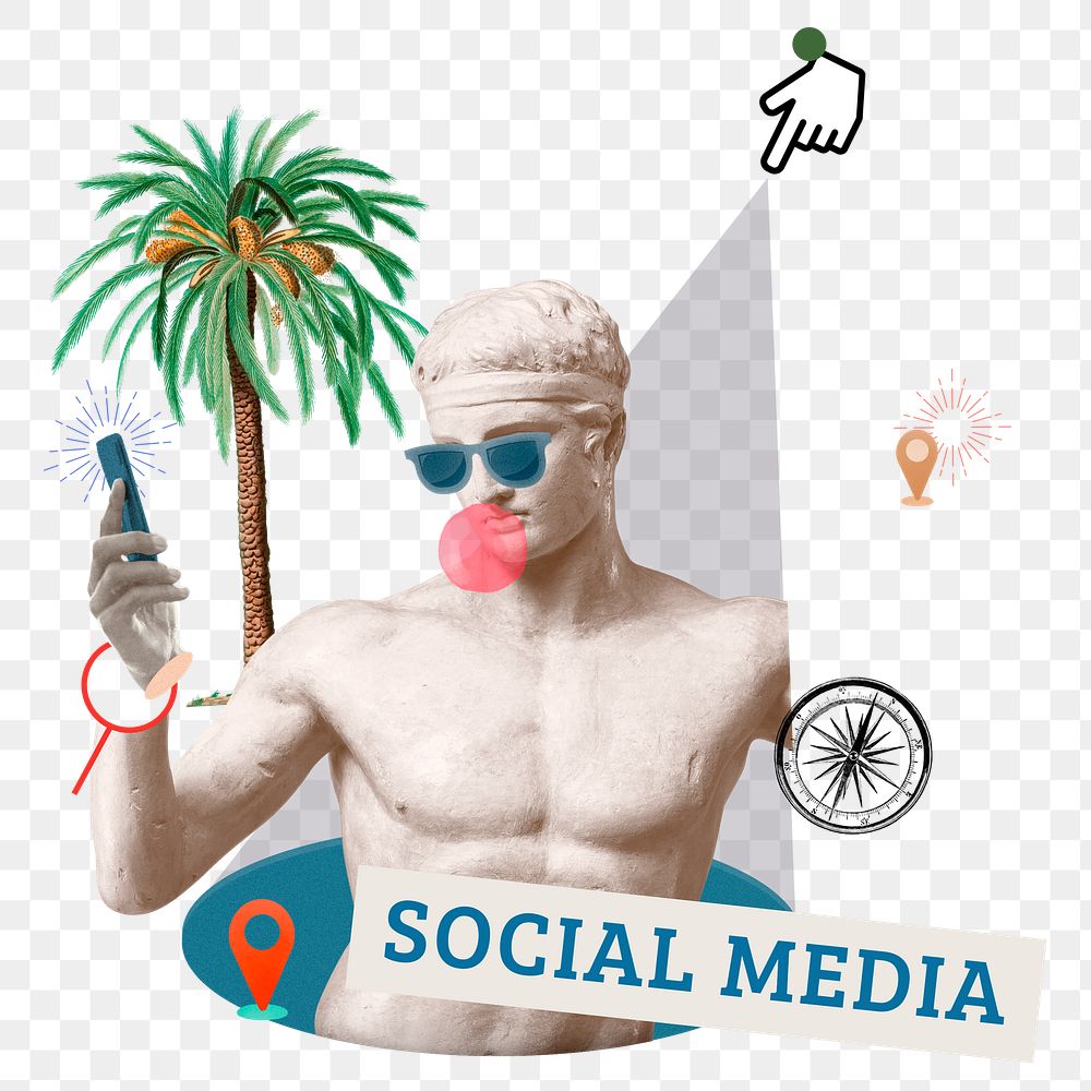 Social media png word sticker, mixed media design, transparent background