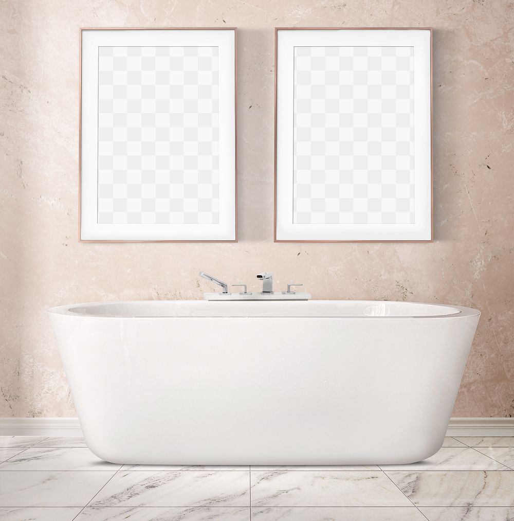 Picture frame png mockup, bathroom decor, transparent design