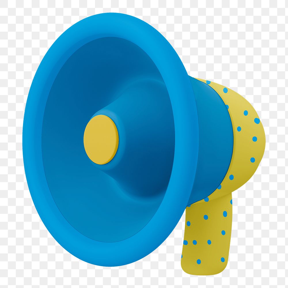 Blue megaphone png 3D sticker, transparent background