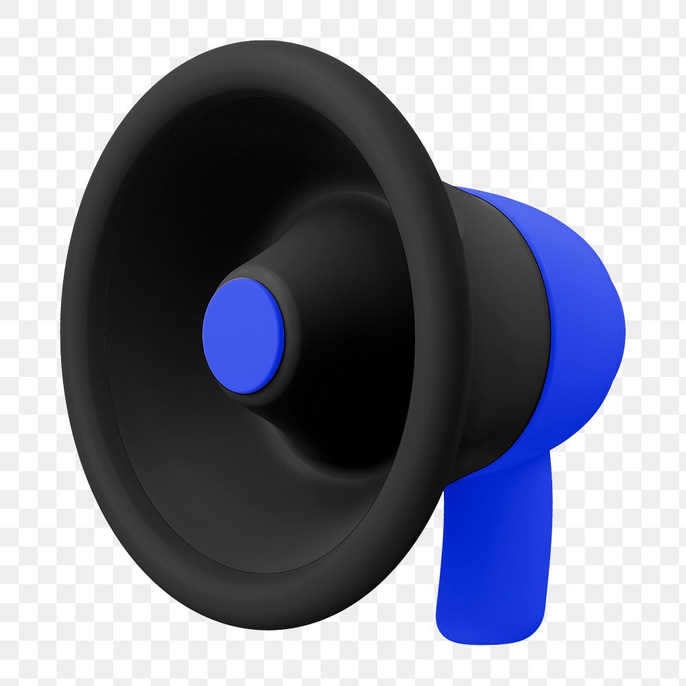 Black megaphone png 3D sticker, transparent background