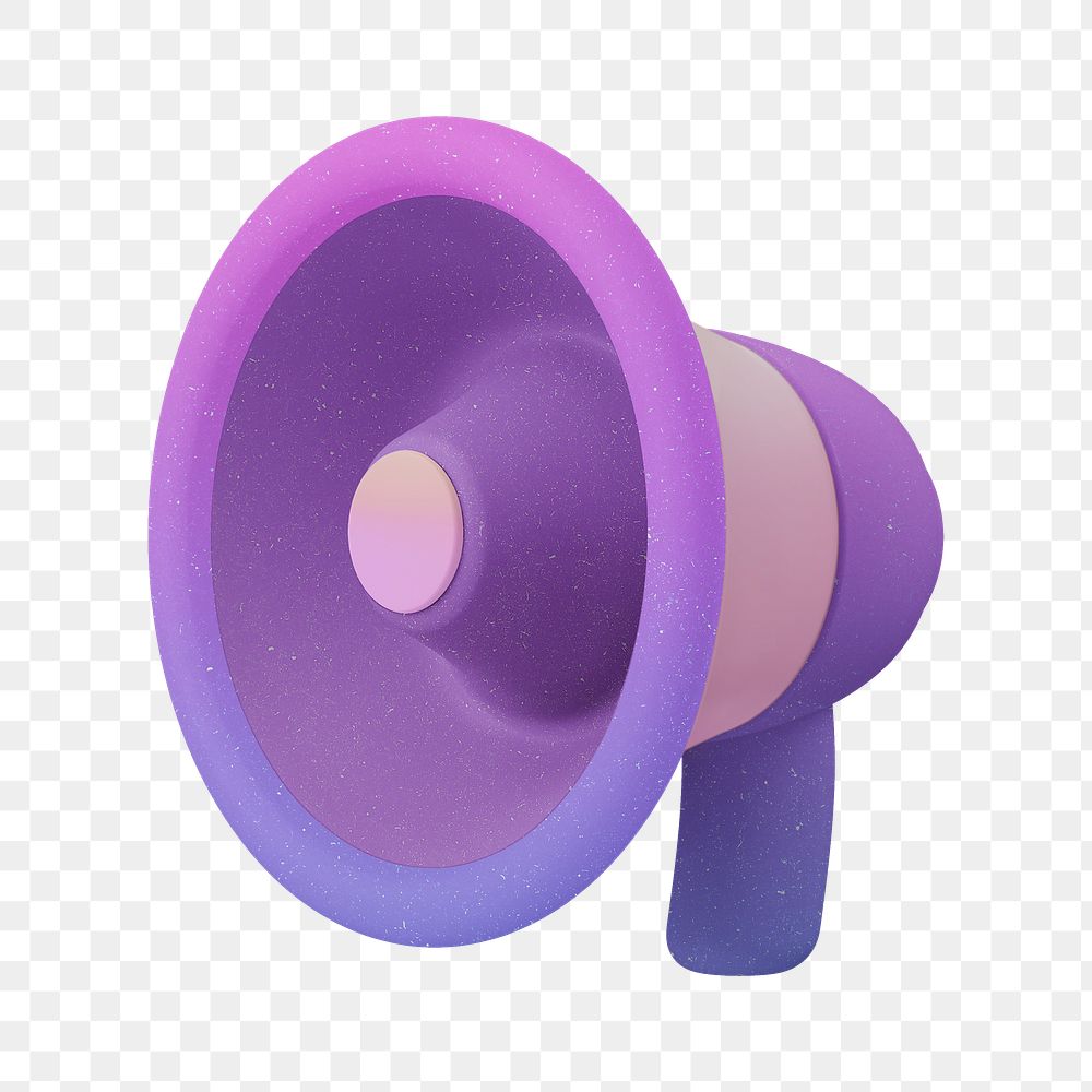 Purple megaphone png 3D sticker, transparent background