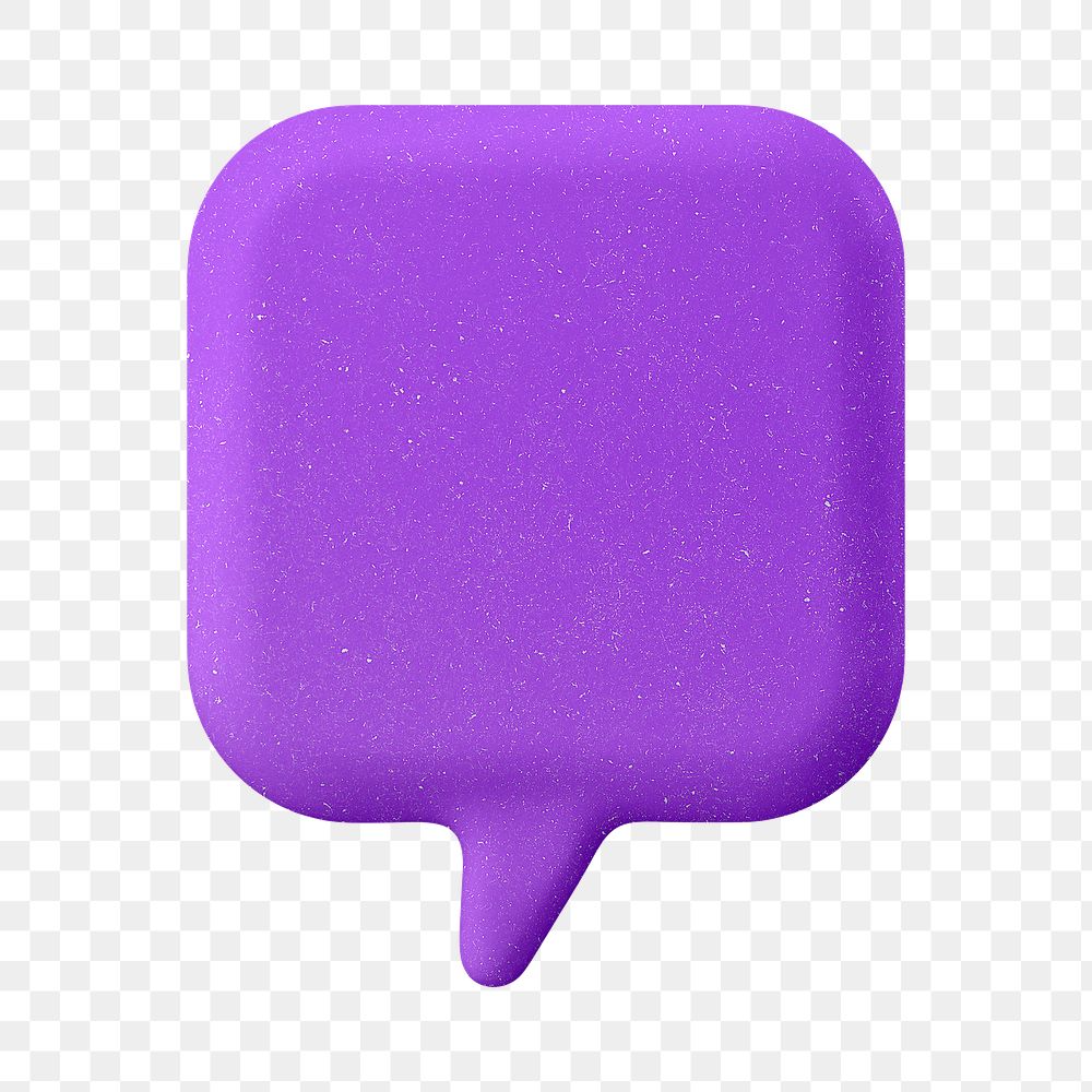 Purple speech bubble png 3D sticker, transparent background
