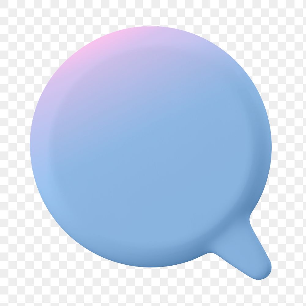 Blue speech bubble png 3D sticker, transparent background