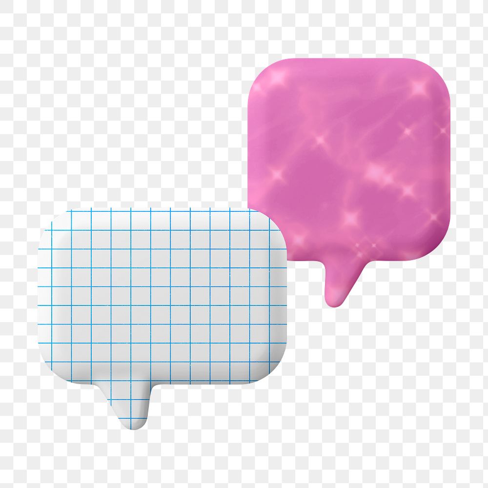 Aesthetic speech bubbles png 3D sticker, transparent background