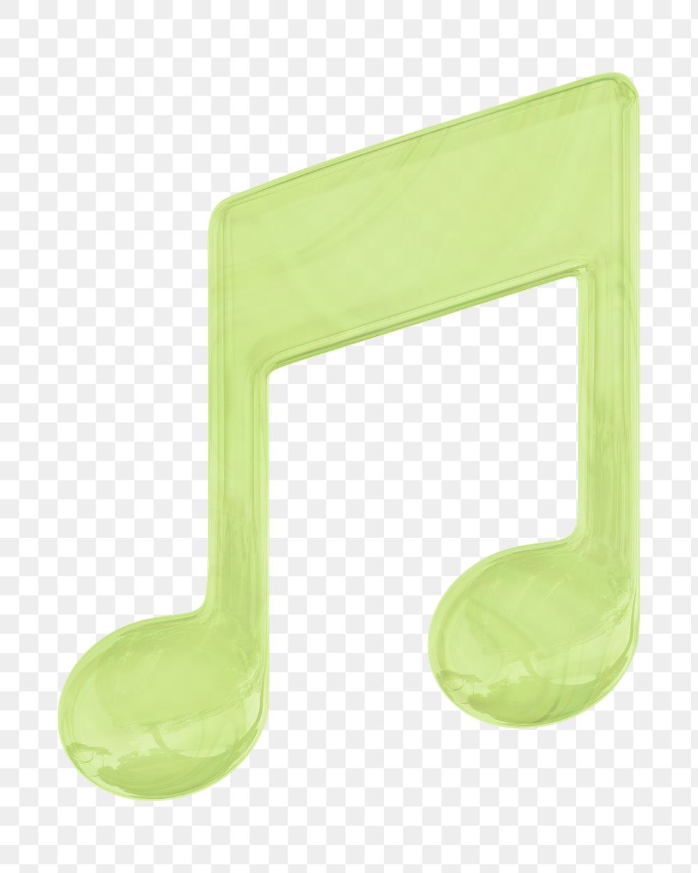 Musical note png sticker, 3D green, transparent background
