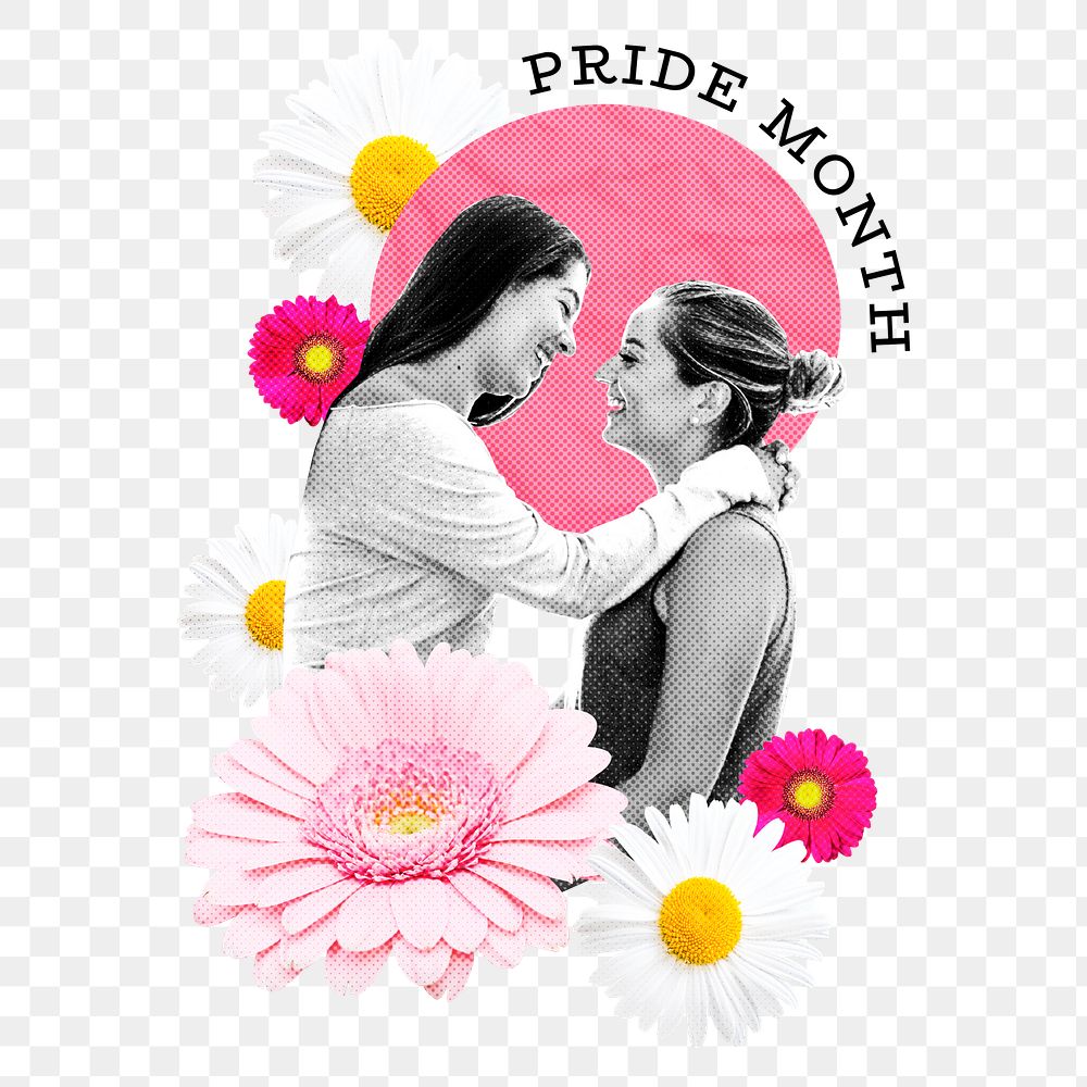 Pride month  png word sticker, mixed media design, transparent background