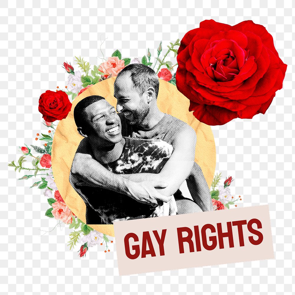 Gay rights png word sticker, mixed media design, transparent background