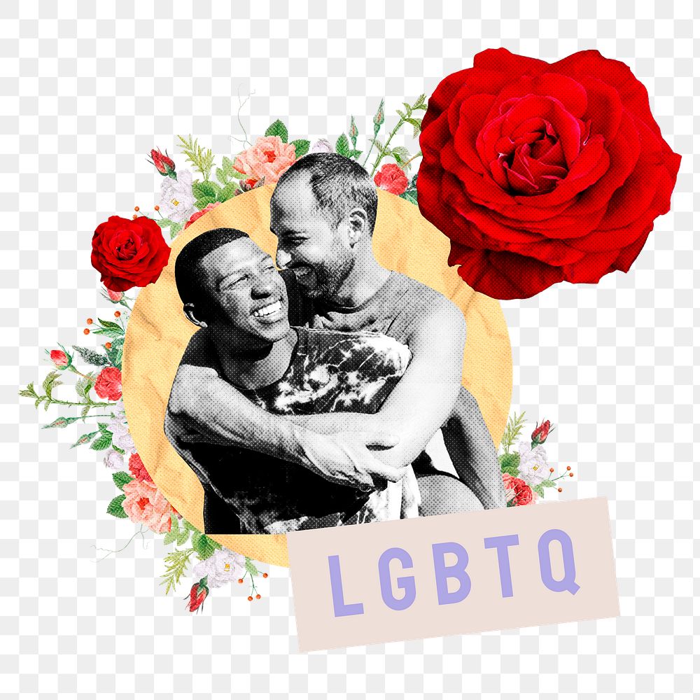 LGBTQ png word sticker, mixed media design, transparent background