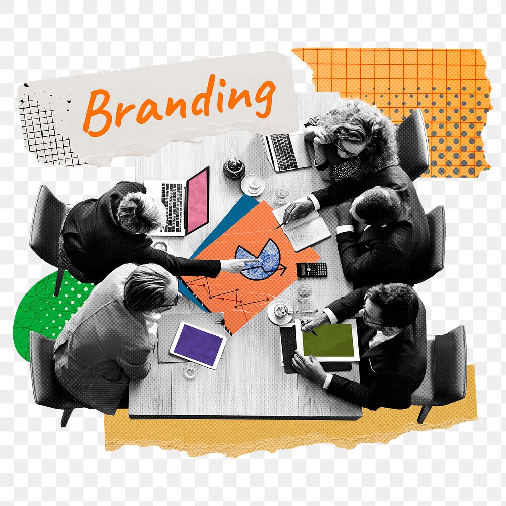 Branding png word sticker, mixed media design, transparent background