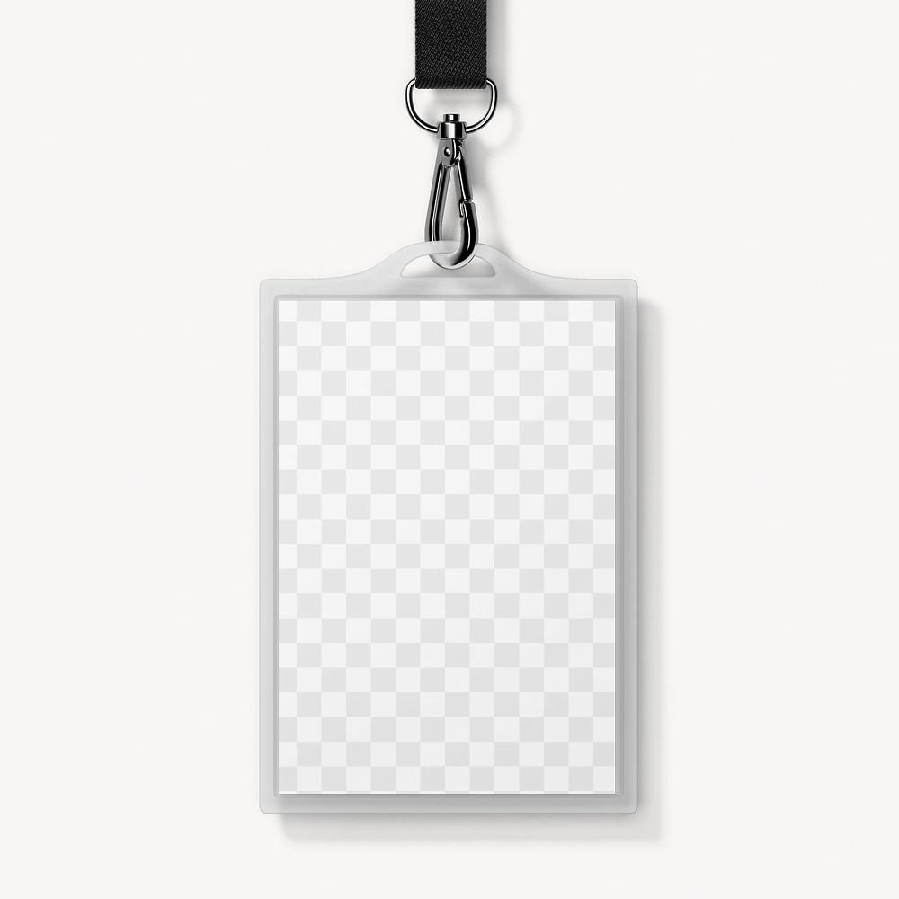 ID card holder png mockup, white transparent design