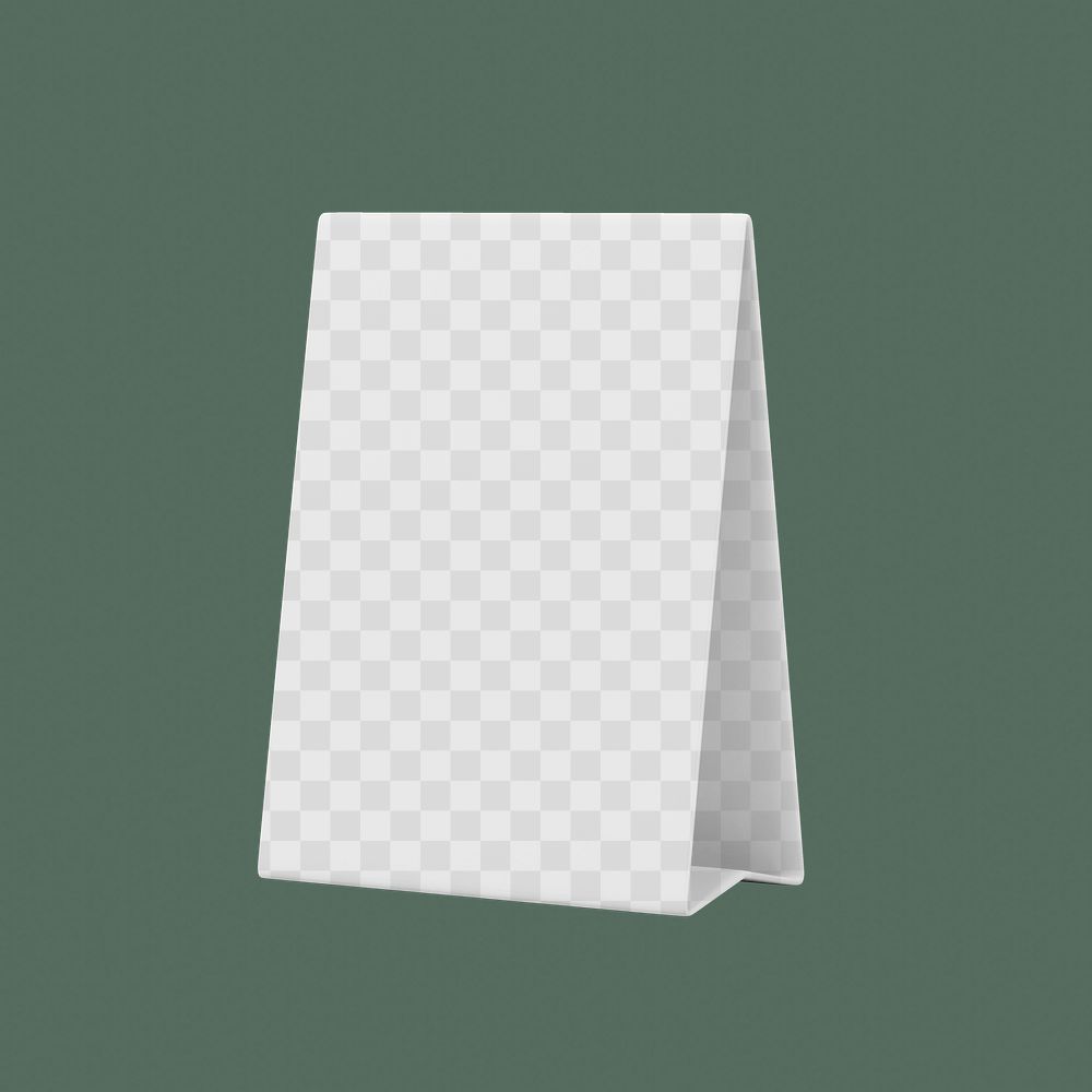 Table tent png mockup, 3D green transparent design