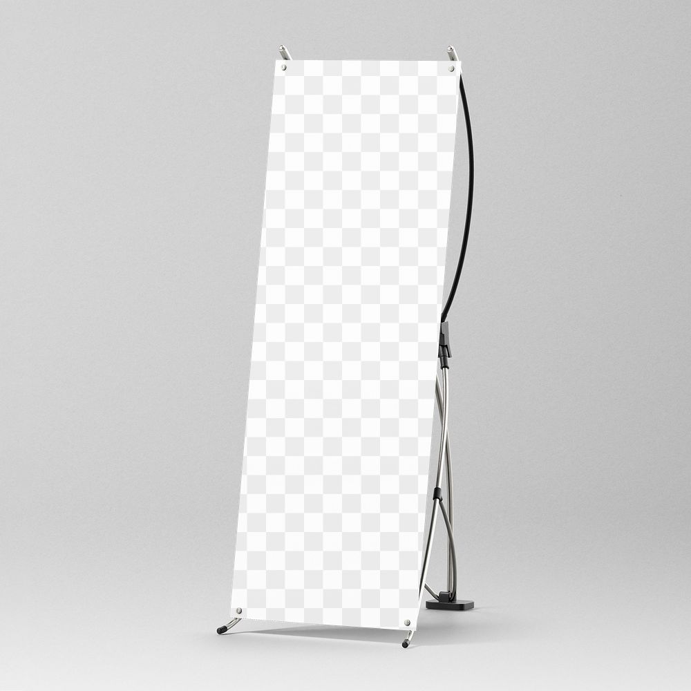 Banner stand png sign mockup, transparent design