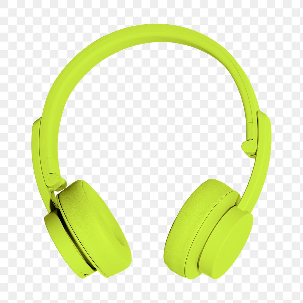 Green wireless headphones png sticker, transparent background