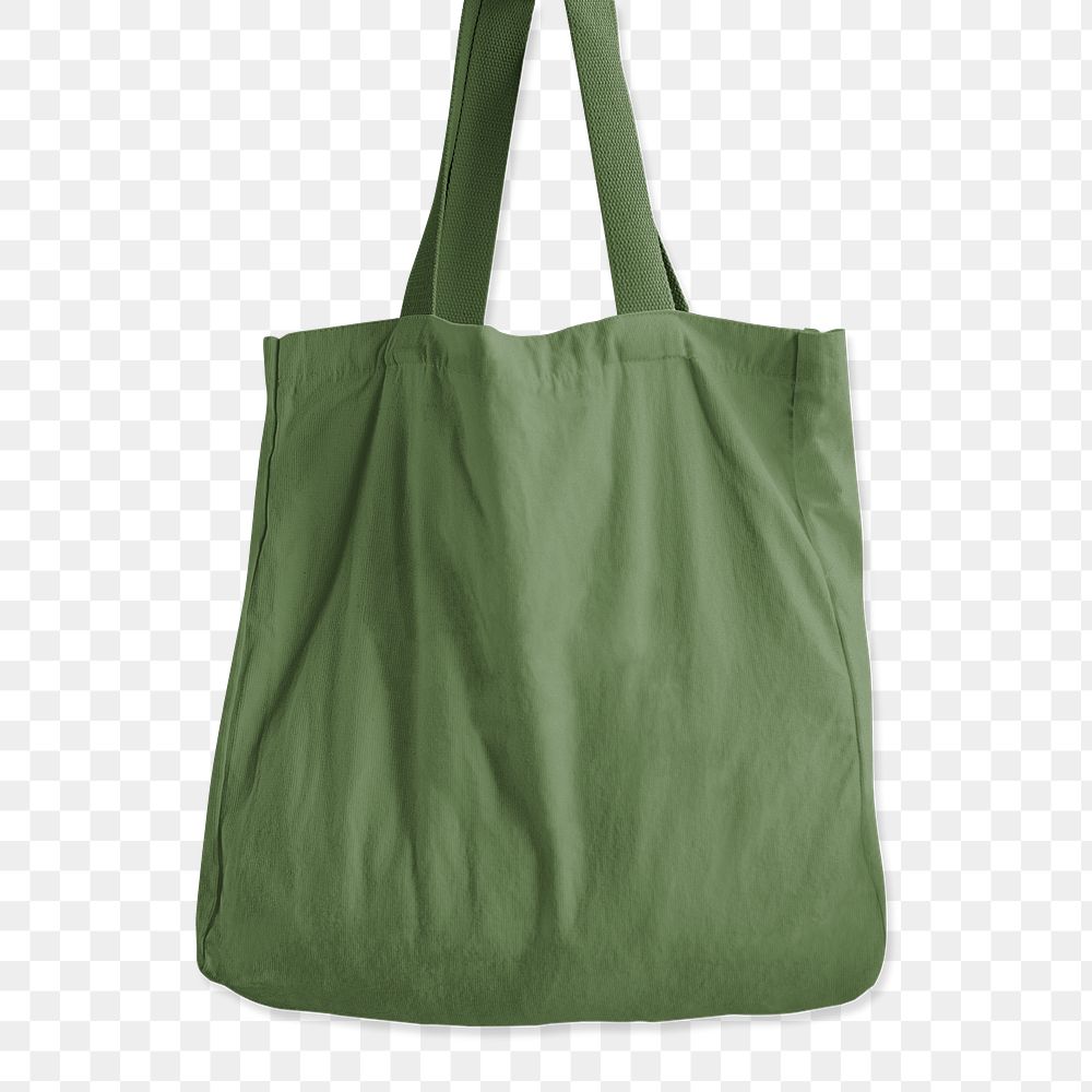 PNG green canvas bag, eco product sticker, transparent background