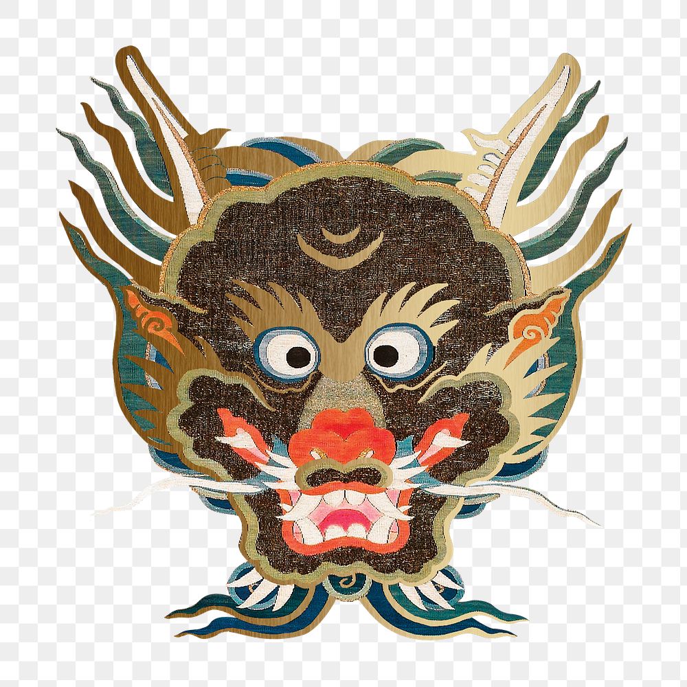 Chinese dragon png sticker, vintage mythological animal, transparent background