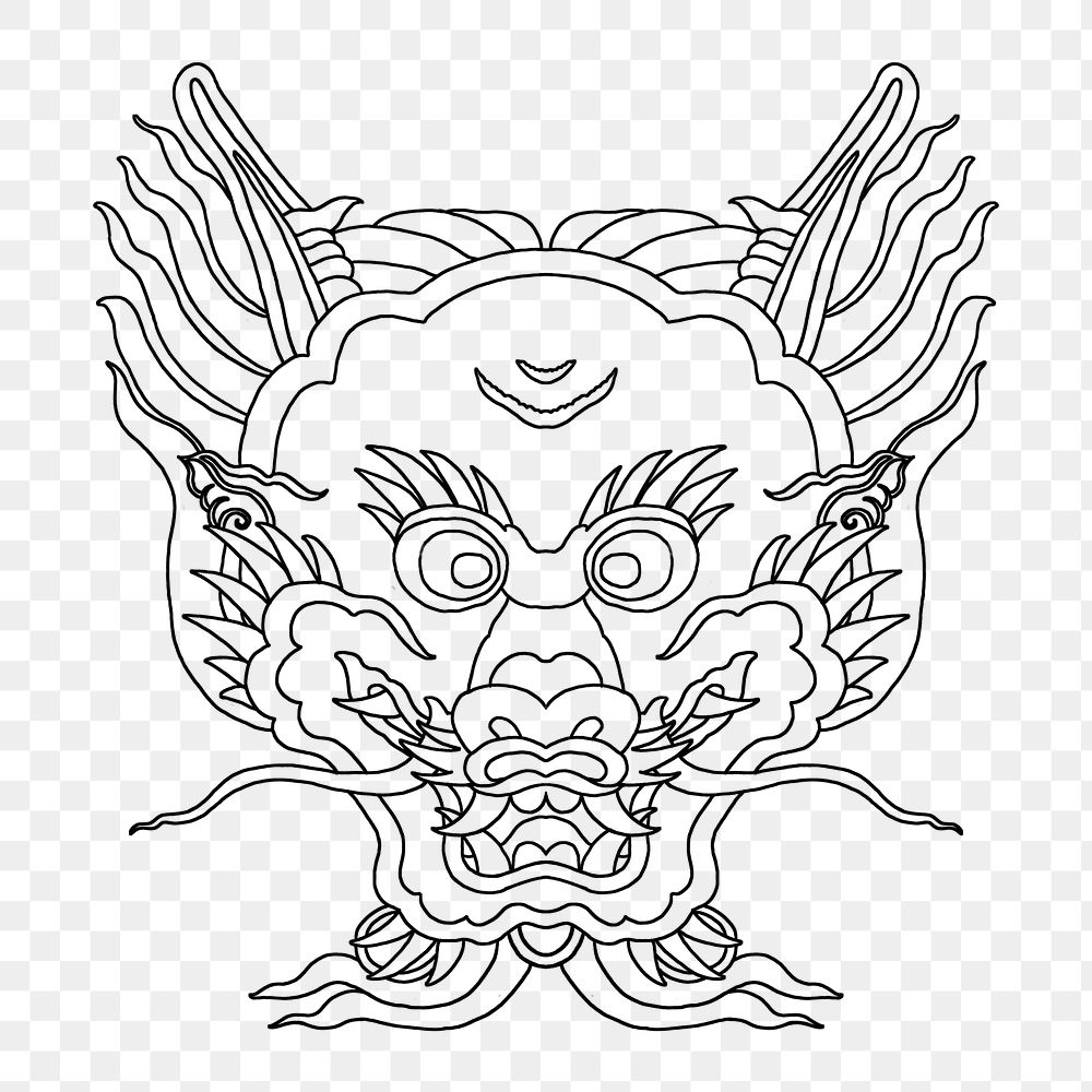 Chinese dragon png sticker, vintage mythological animal, transparent background