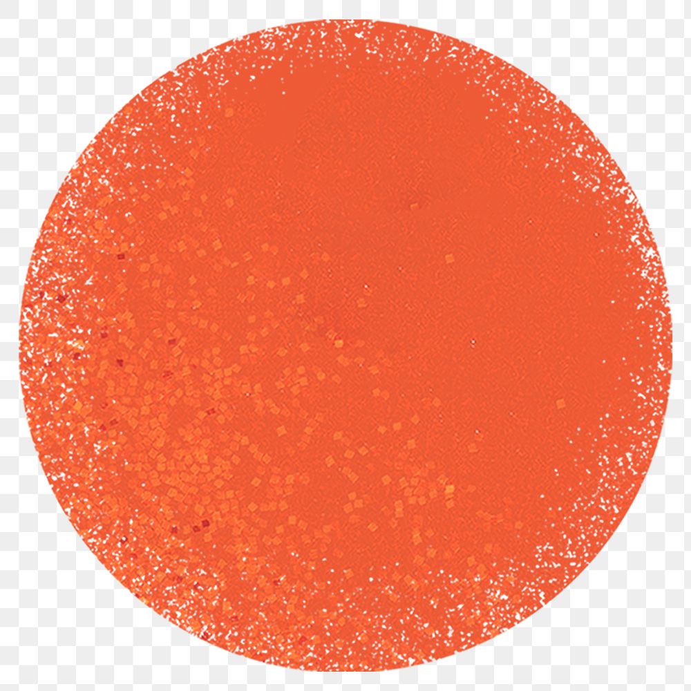 Orange glittery circle png sticker, geometric shape, transparent background