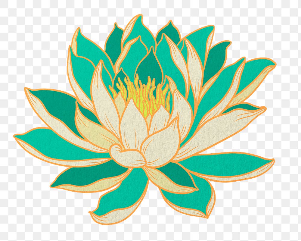 Water lily png aesthetic vintage Japanese ukiyo-e remixed sticker, transparent background