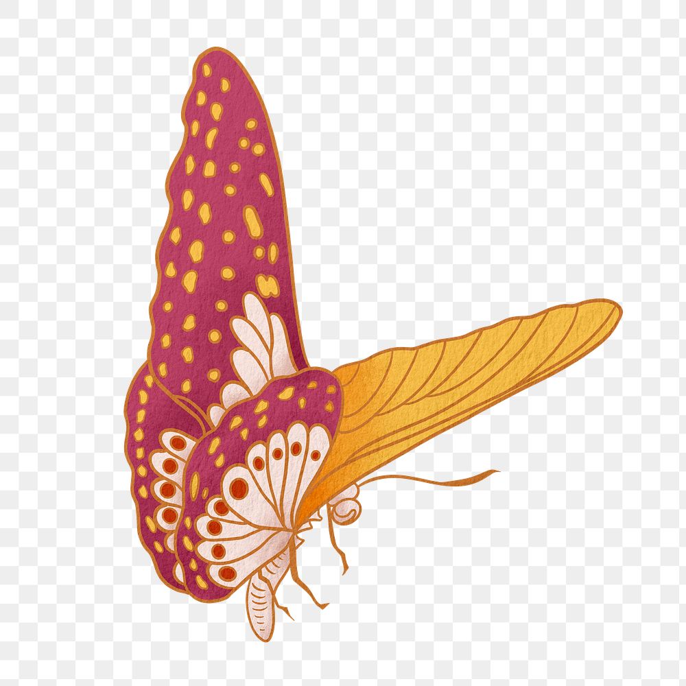 Pink vintage butterfly png sticker, insect illustration, transparent background