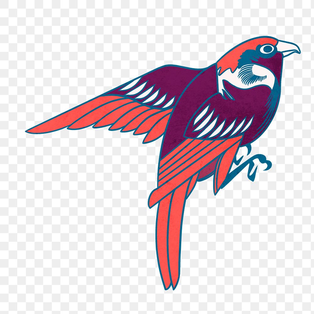 Purple bird png, vintage animal illustration, transparent background