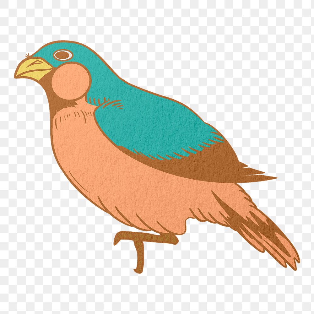 Green bird png, vintage animal illustration, transparent background