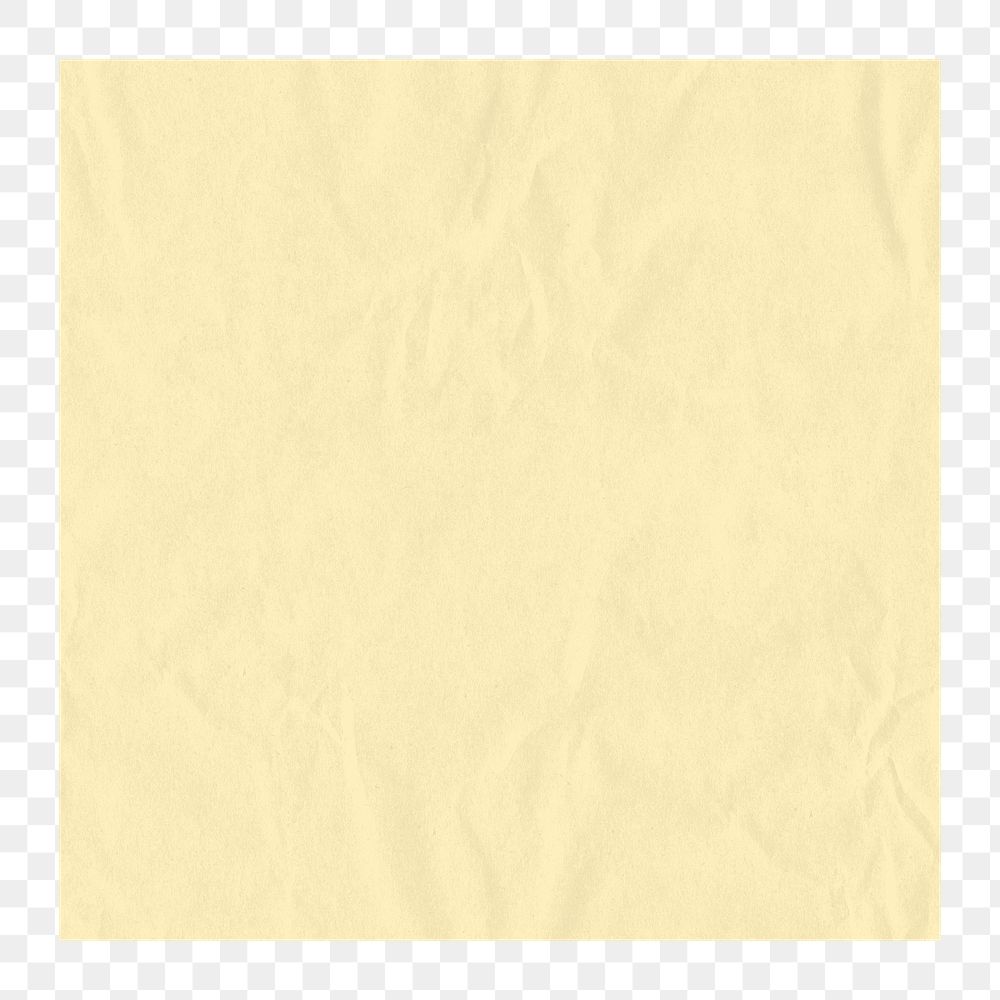 Yellow wrinkled paper png, journal sticker, transparent background