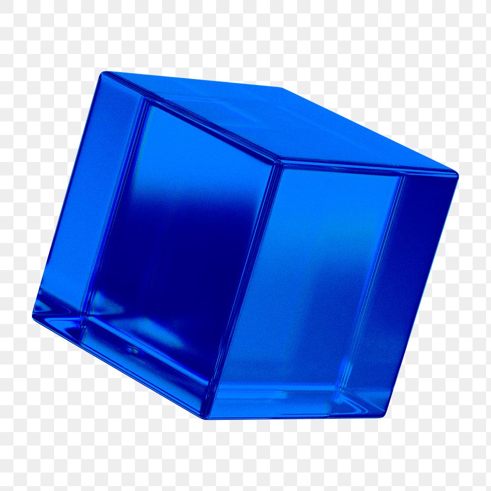 Blue cube png sticker, transparent background